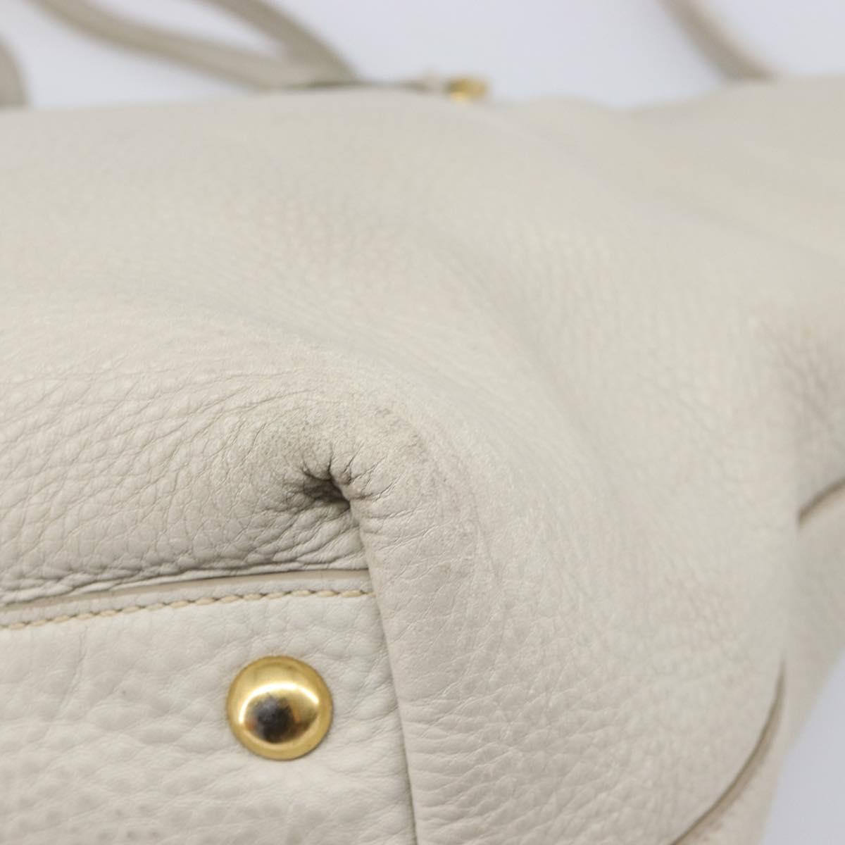 Miu Miu Tote Bag Leather 2way White Gold Auth 206037A
