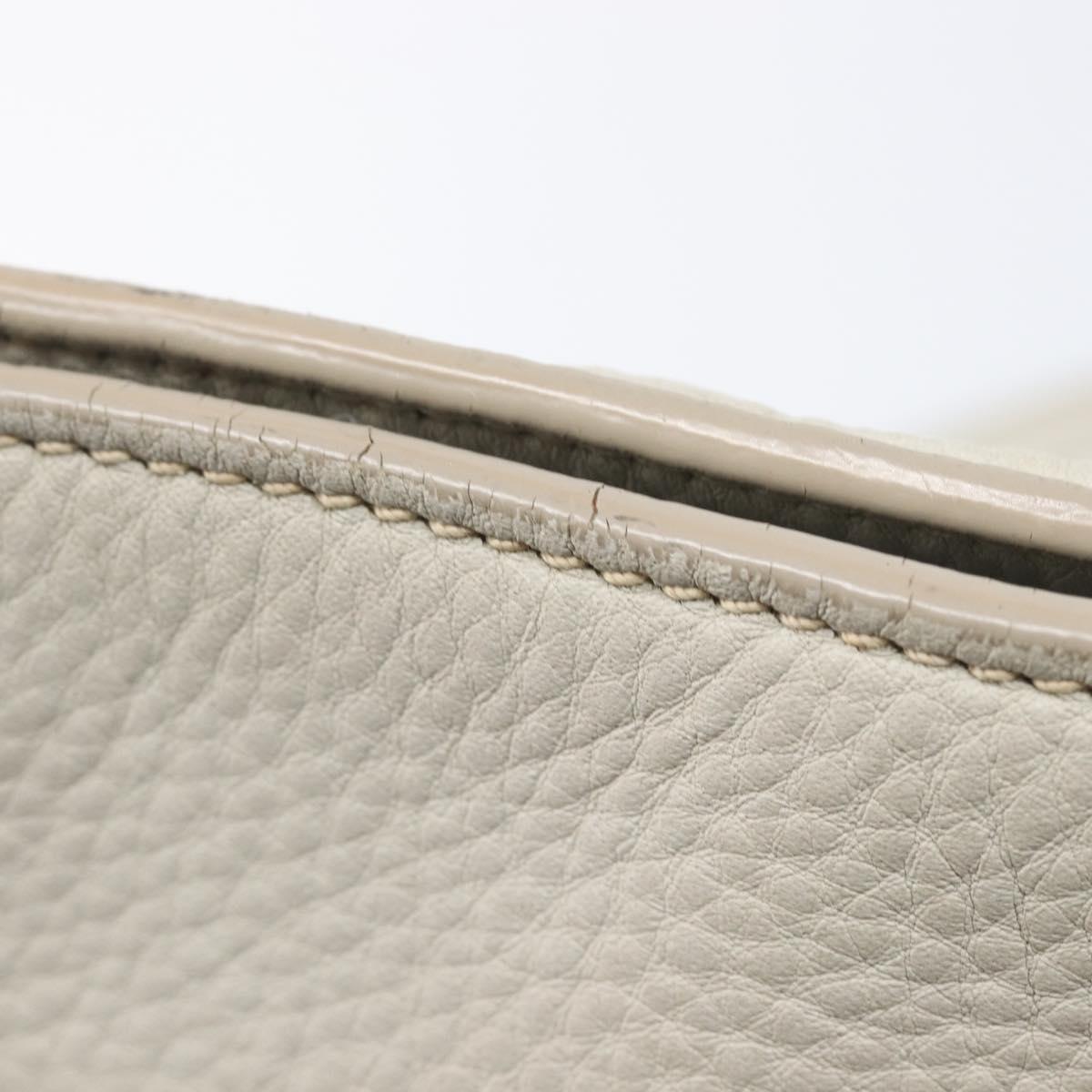 Miu Miu Tote Bag Leather 2way White Gold Auth 206037A