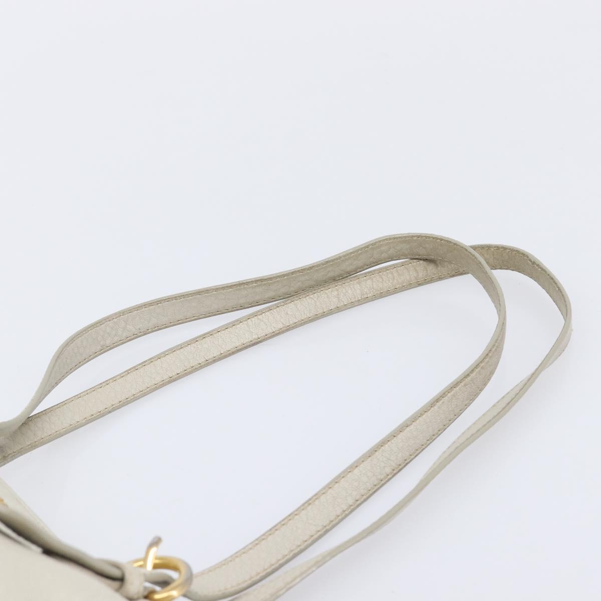 Miu Miu Tote Bag Leather 2way White Gold Auth 206037A