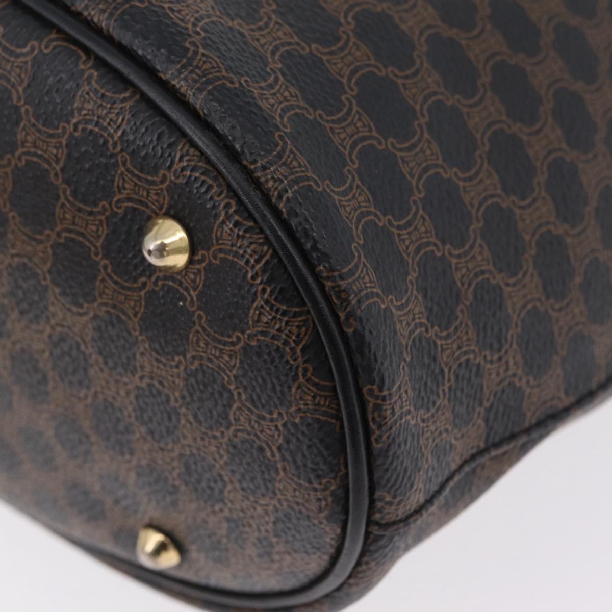 CELINE Macadam Canvas Tote Bag PVC Leather Black Gold Auth 206040V