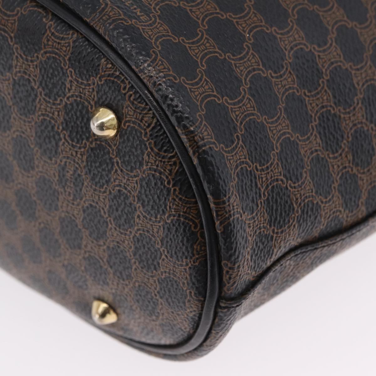 CELINE Macadam Canvas Tote Bag PVC Leather Black Gold Auth 206040V