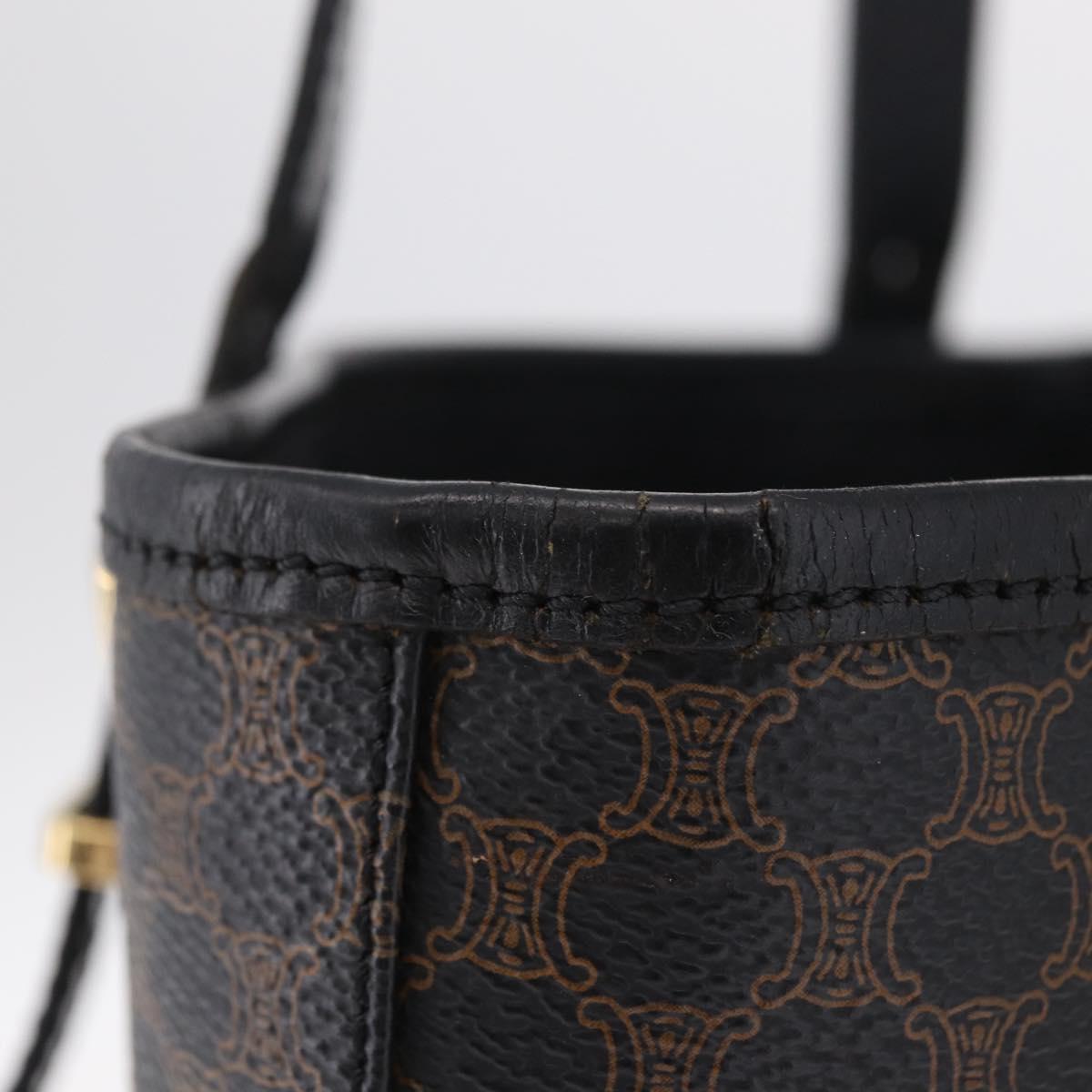 CELINE Macadam Canvas Tote Bag PVC Leather Black Gold Auth 206040V