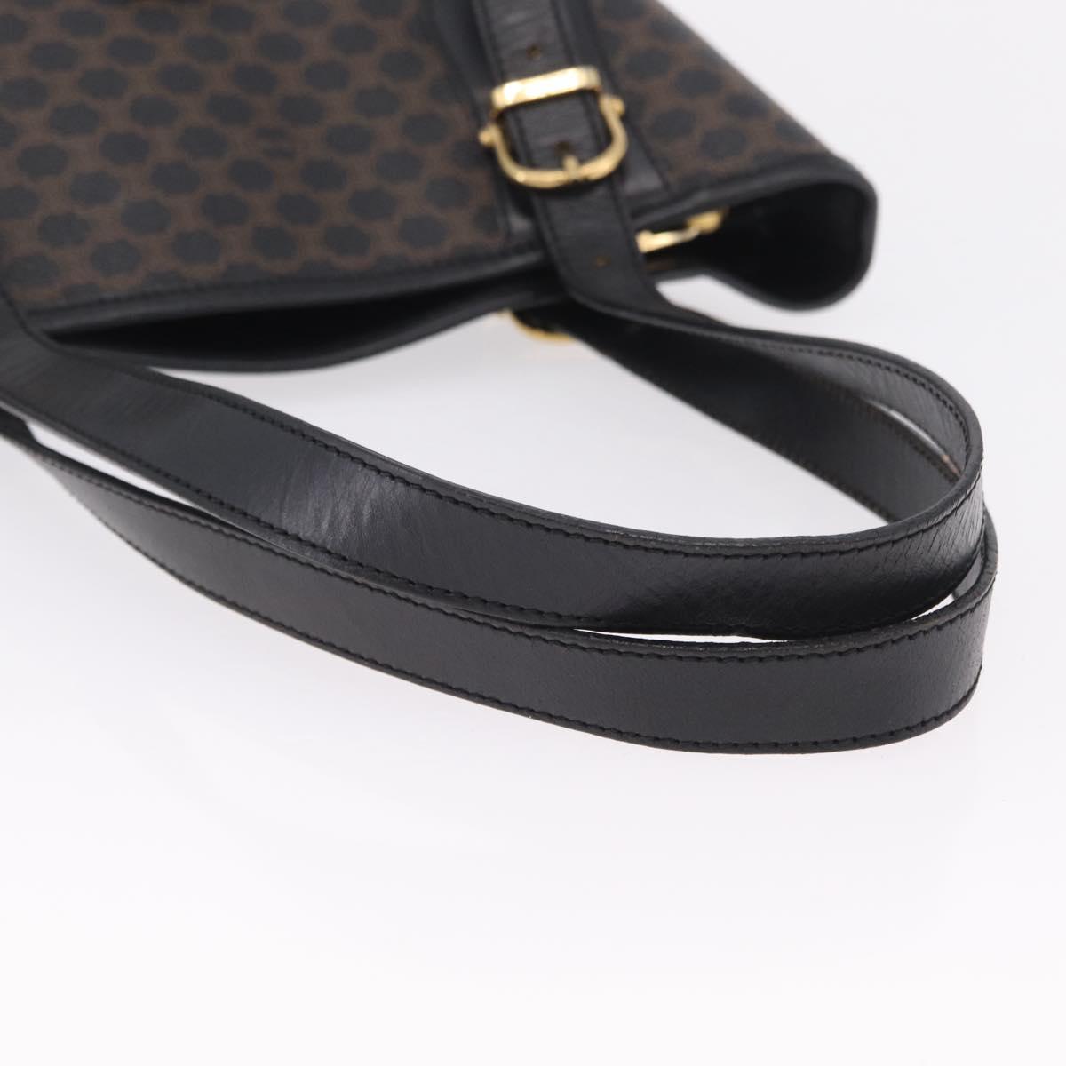 CELINE Macadam Canvas Tote Bag PVC Leather Black Gold Auth 206040V