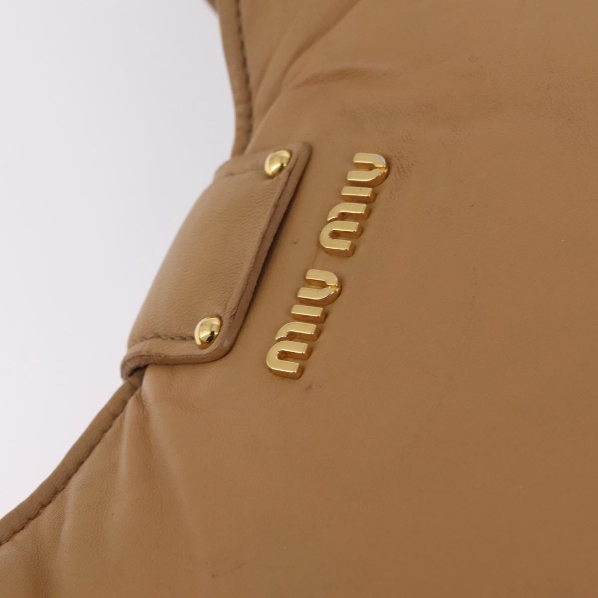 Miu Miu Shoulder Bag Leather Beige Gold Auth 206041V