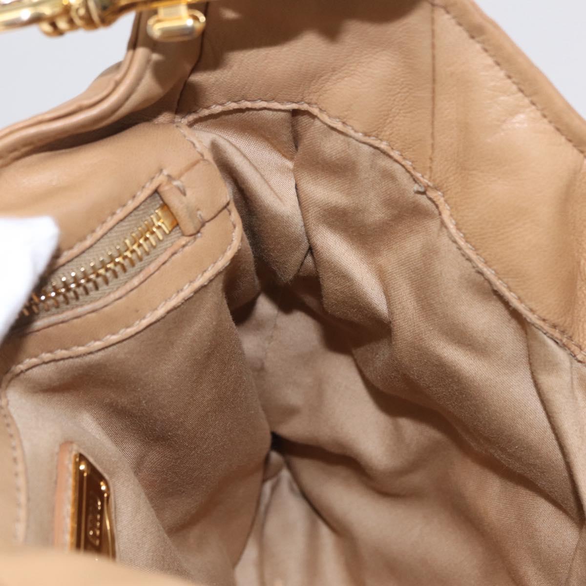 Miu Miu Shoulder Bag Leather Beige Gold Auth 206041V