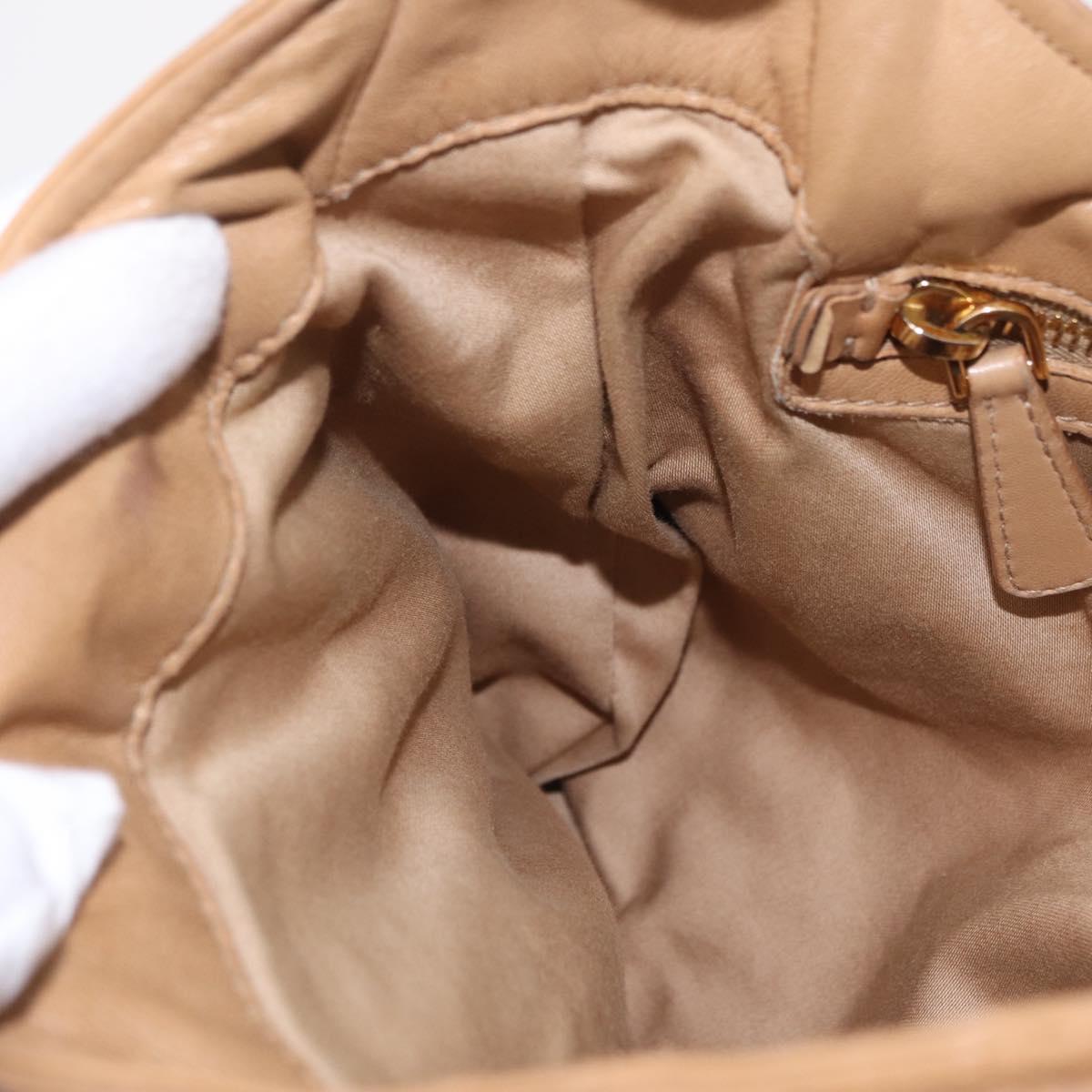 Miu Miu Shoulder Bag Leather Beige Gold Auth 206041V