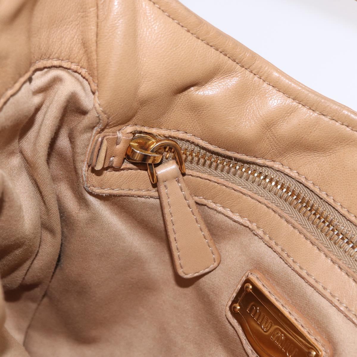 Miu Miu Shoulder Bag Leather Beige Gold Auth 206041V