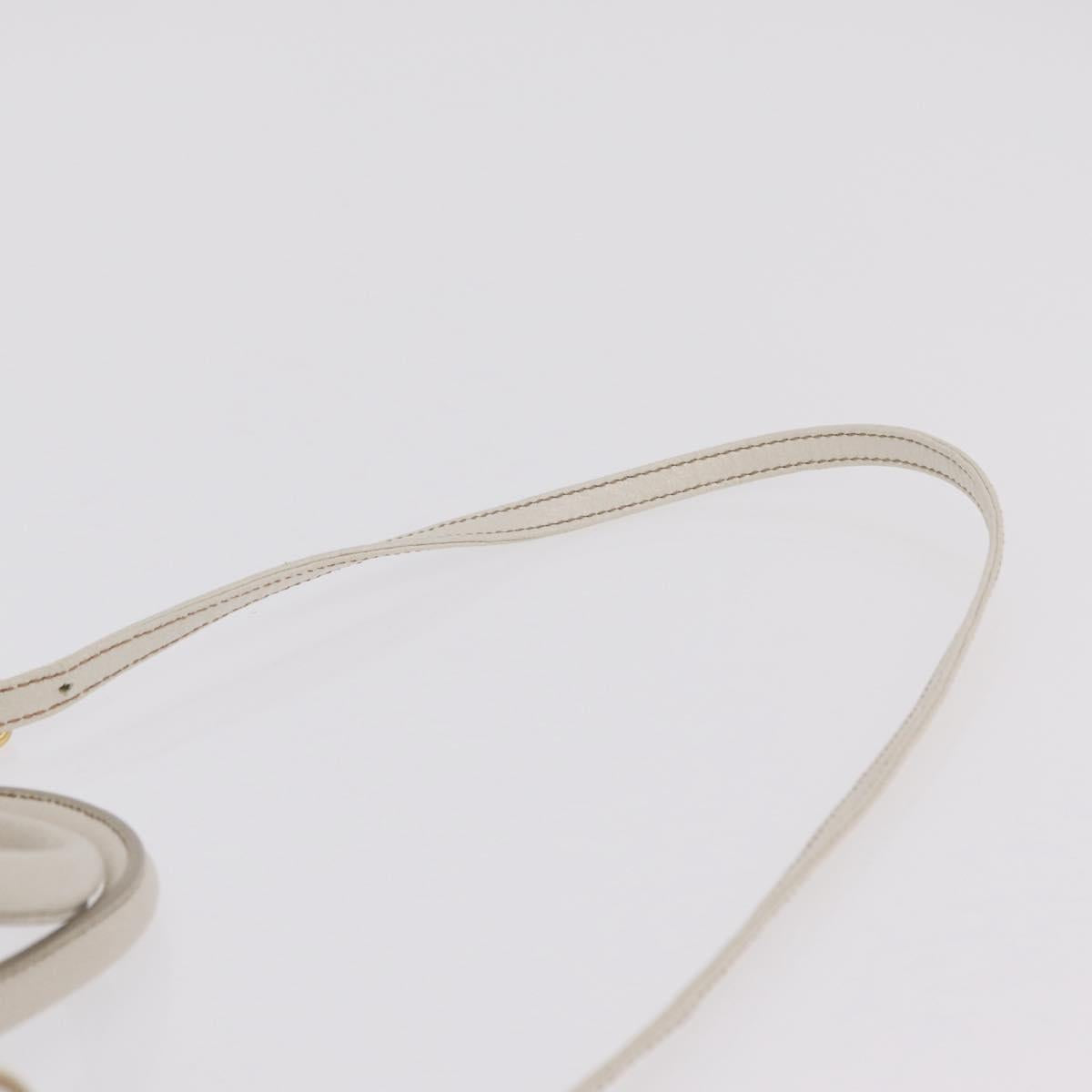 PRADA Hand Bag Leather 2way White Gold Auth 206042V