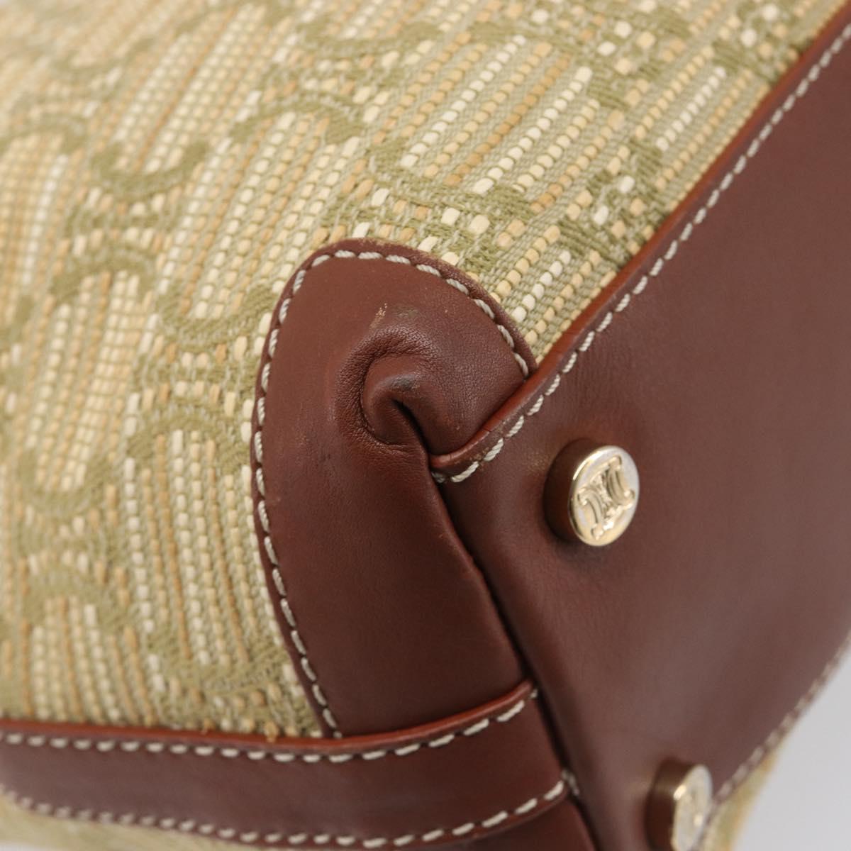 CELINE Macadam Canvas Tote Bag Beige Gold Auth 206043V