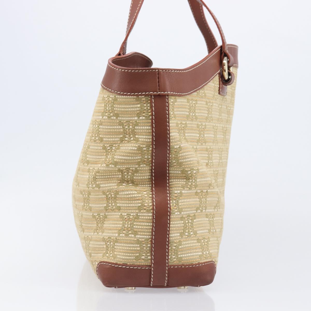 CELINE Macadam Canvas Tote Bag Beige Gold Auth 206043V