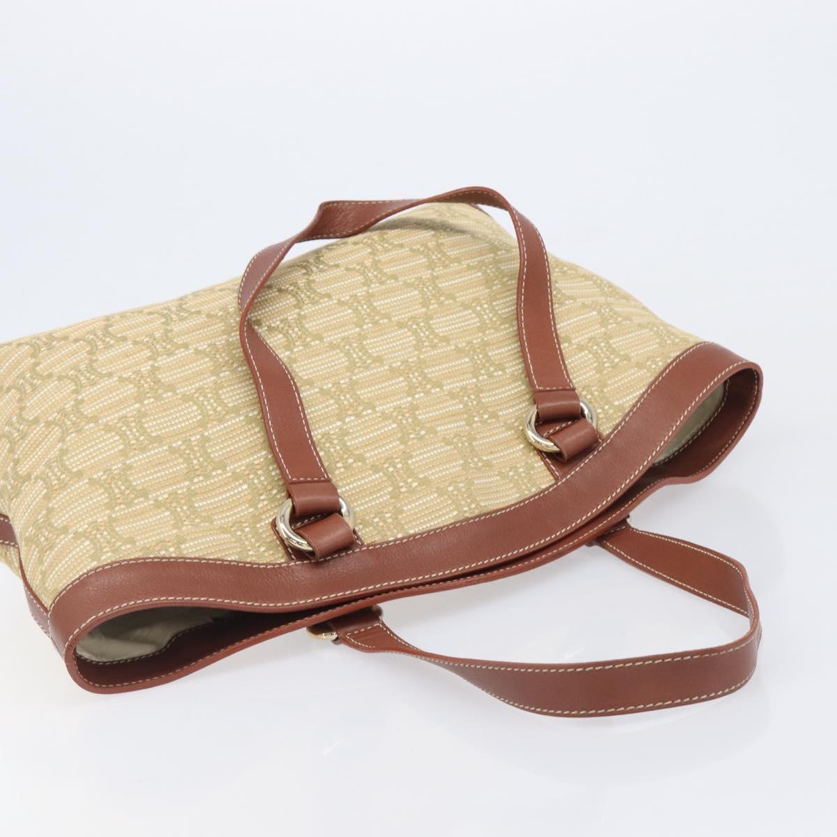 CELINE Macadam Canvas Tote Bag Beige Gold Auth 206043V