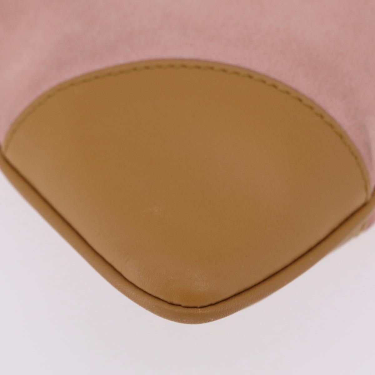 GUCCI Bamboo Jackie Shoulder Bag Suede Pink Gold 001 4060 Auth 206044A