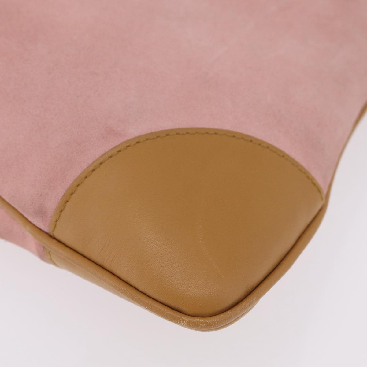 GUCCI Bamboo Jackie Shoulder Bag Suede Pink Gold 001 4060 Auth 206044A