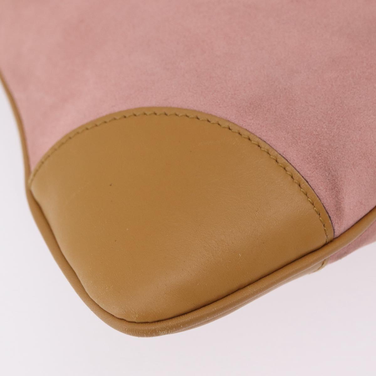 GUCCI Bamboo Jackie Shoulder Bag Suede Pink Gold 001 4060 Auth 206044A