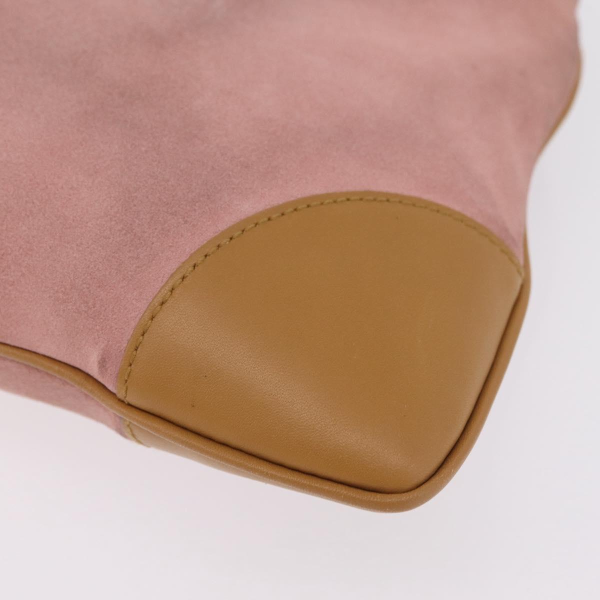 GUCCI Bamboo Jackie Shoulder Bag Suede Pink Gold 001 4060 Auth 206044A