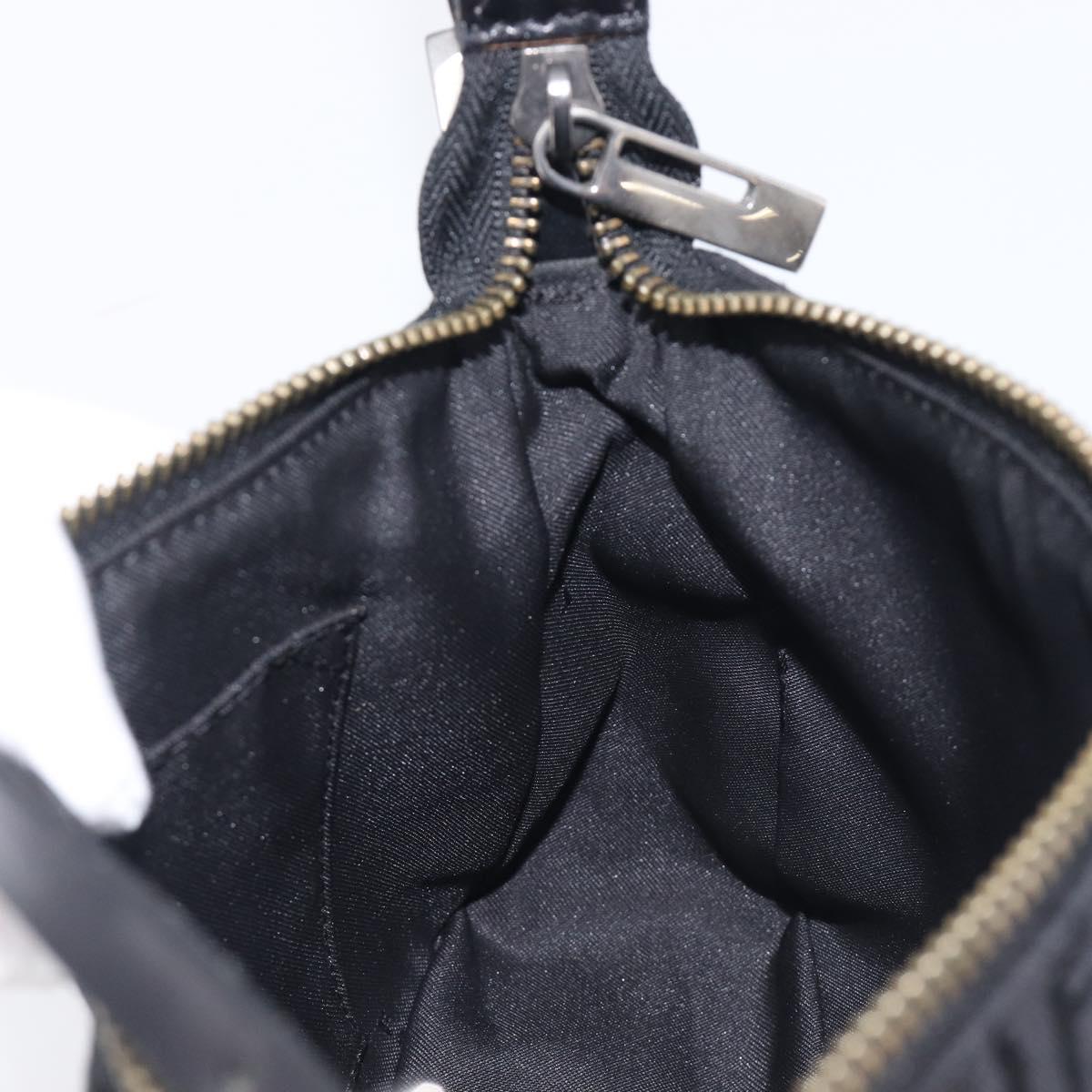 FENDI Zucchino Canvas Accessory Pouch Black Silver 8BR155 Auth 206045V