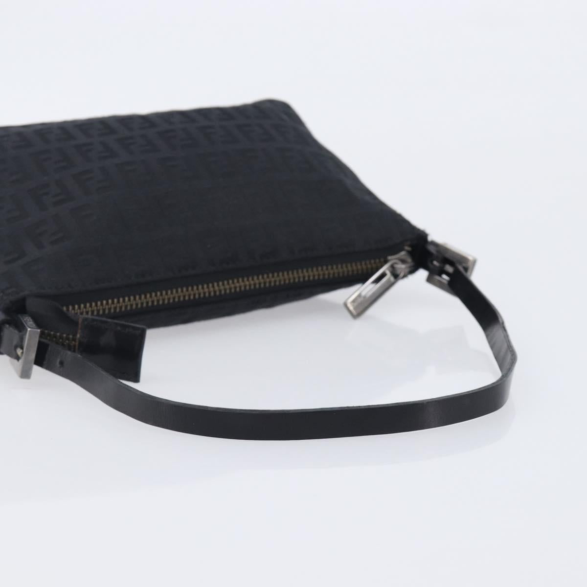 FENDI Zucchino Canvas Accessory Pouch Black Silver 8BR155 Auth 206045V