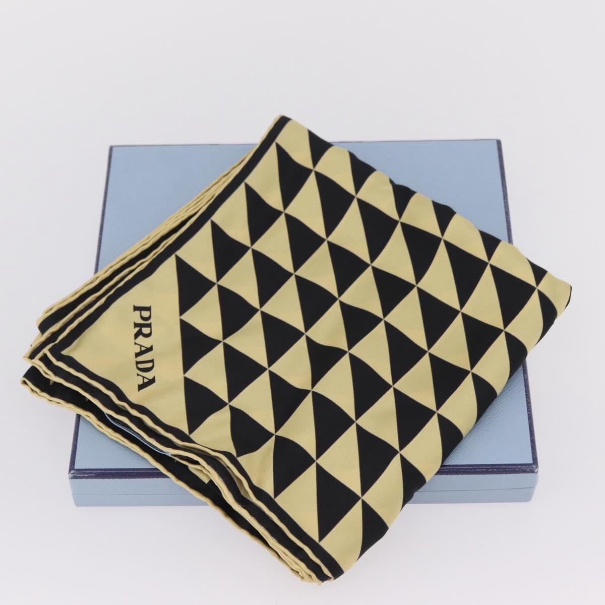 PRADA Scarf Silk Beige Auth 206049V