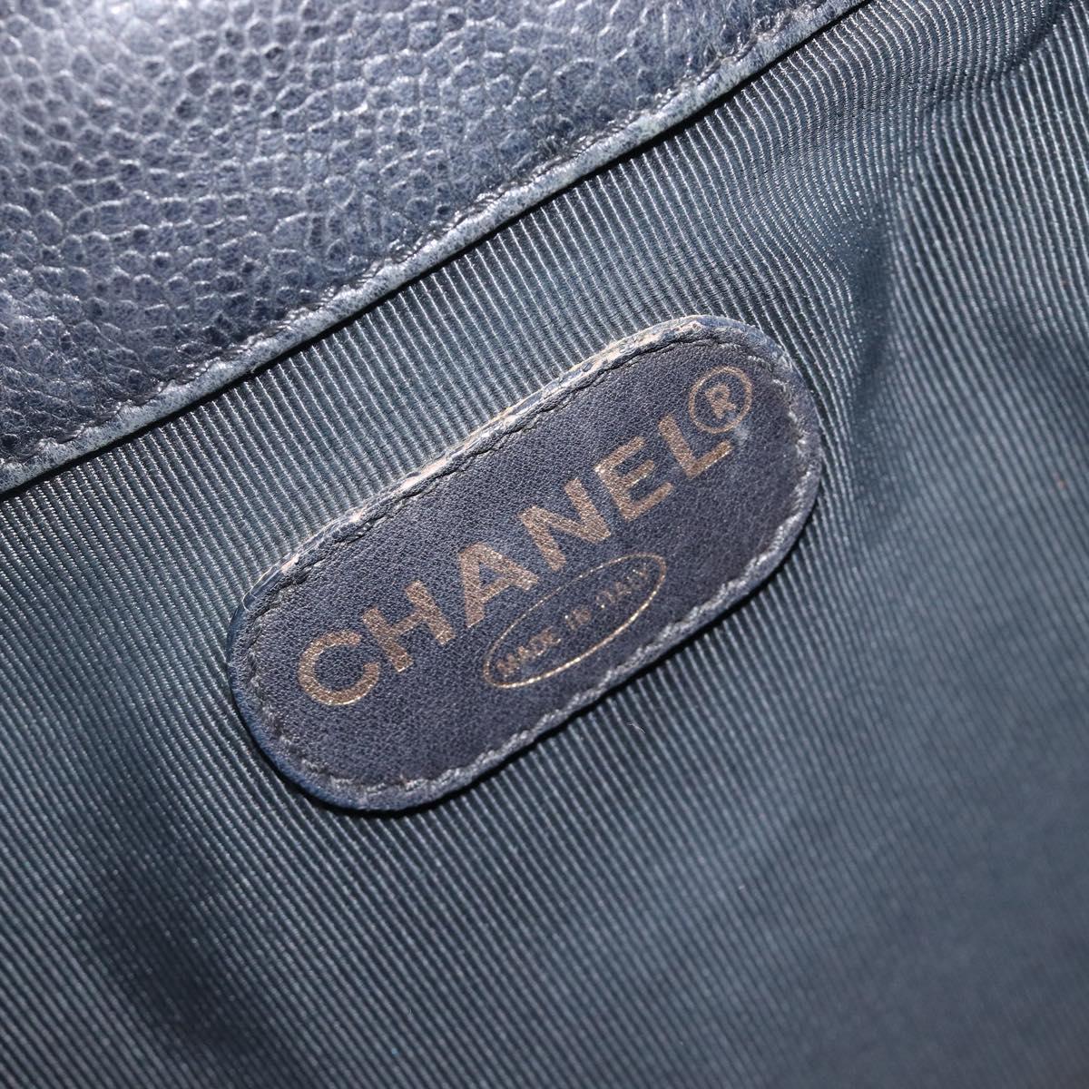 CHANEL Triple COCO Mark Shoulder Bag Caviar Skin Black Gold CC Auth 206050V