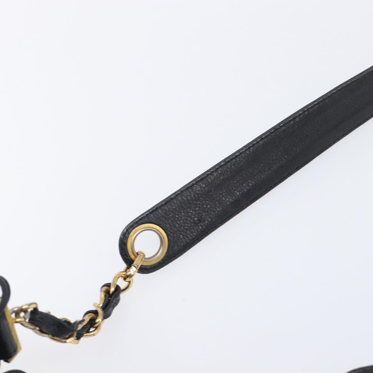 CHANEL Triple COCO Mark Shoulder Bag Caviar Skin Black Gold CC Auth 206050V