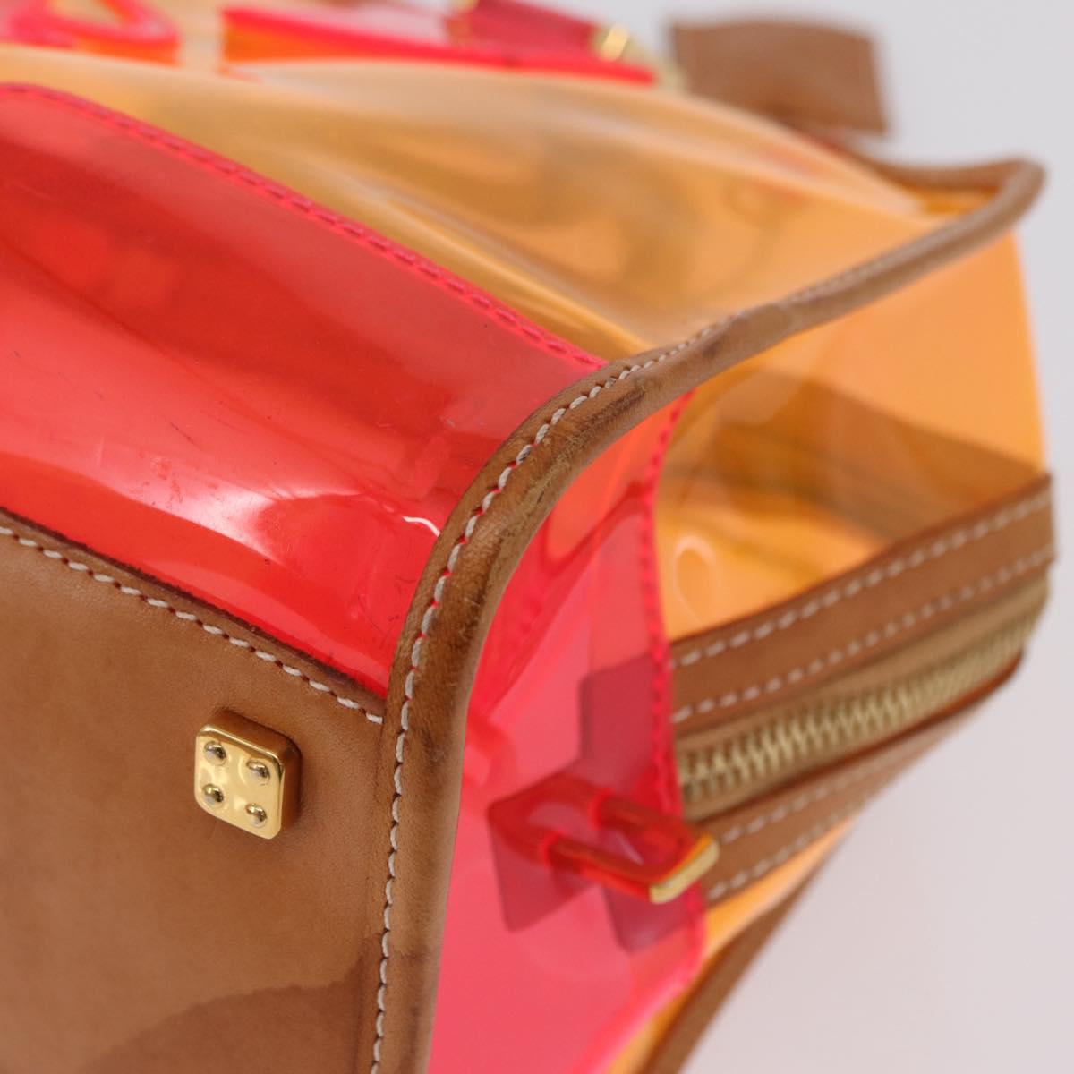 LOEWE Anagram Americana 28 Hand Bag Vinyl Orange Gold Auth 206052V