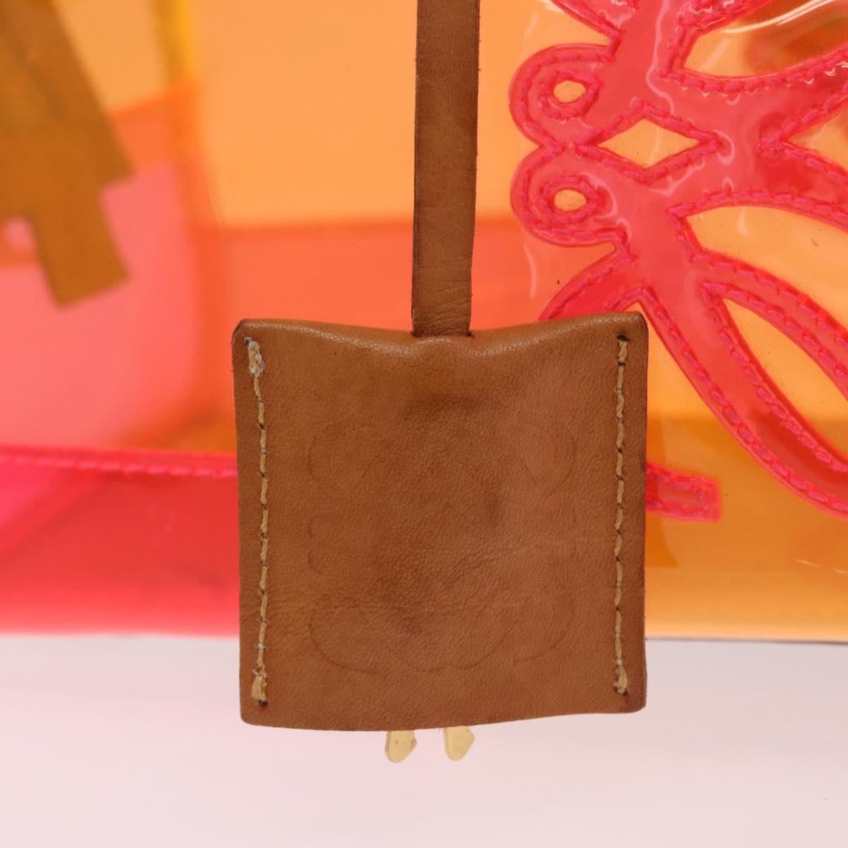 LOEWE Anagram Americana 28 Hand Bag Vinyl Orange Gold Auth 206052V