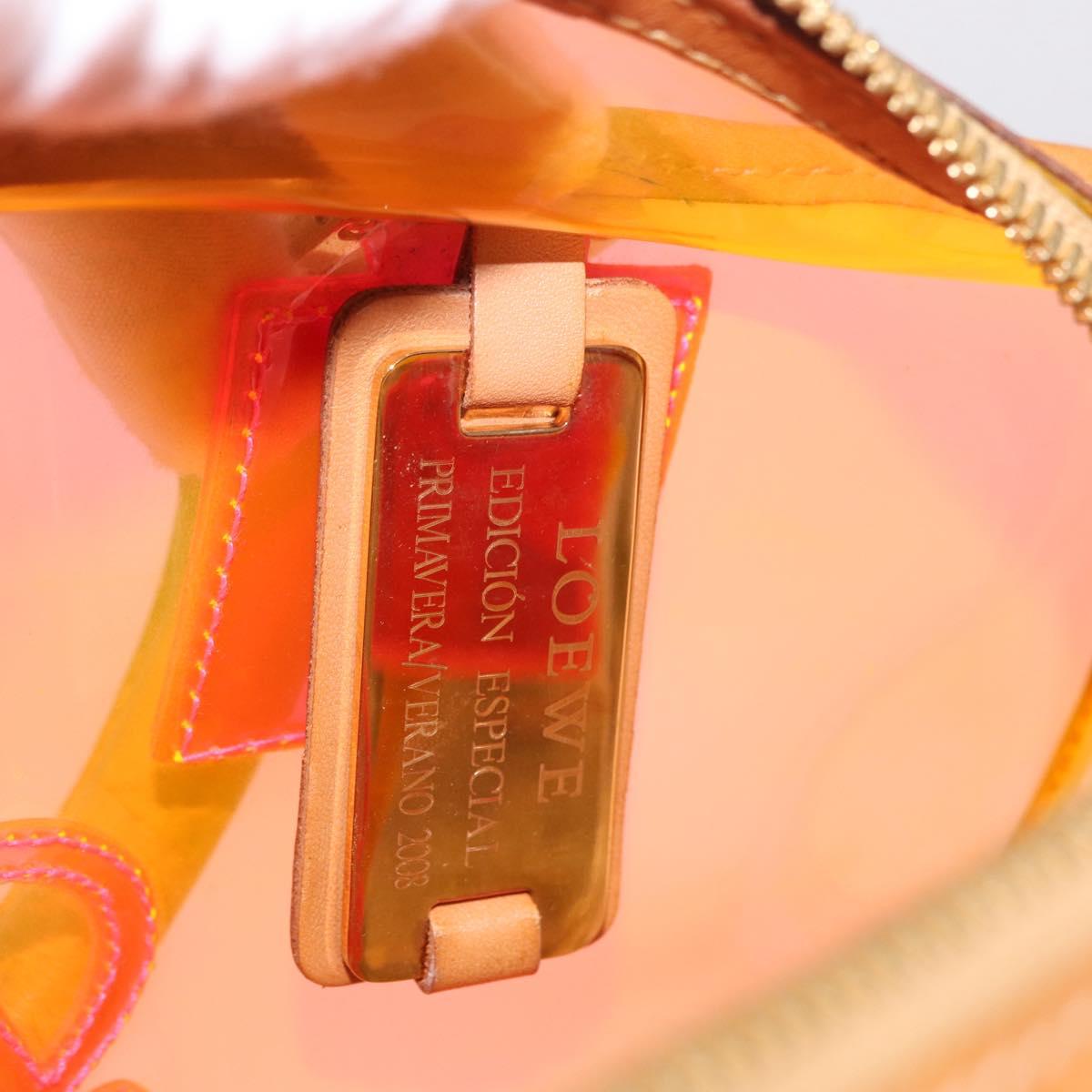 LOEWE Anagram Americana 28 Hand Bag Vinyl Orange Gold Auth 206052V