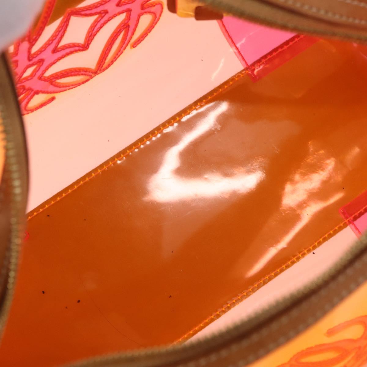LOEWE Anagram Americana 28 Hand Bag Vinyl Orange Gold Auth 206052V