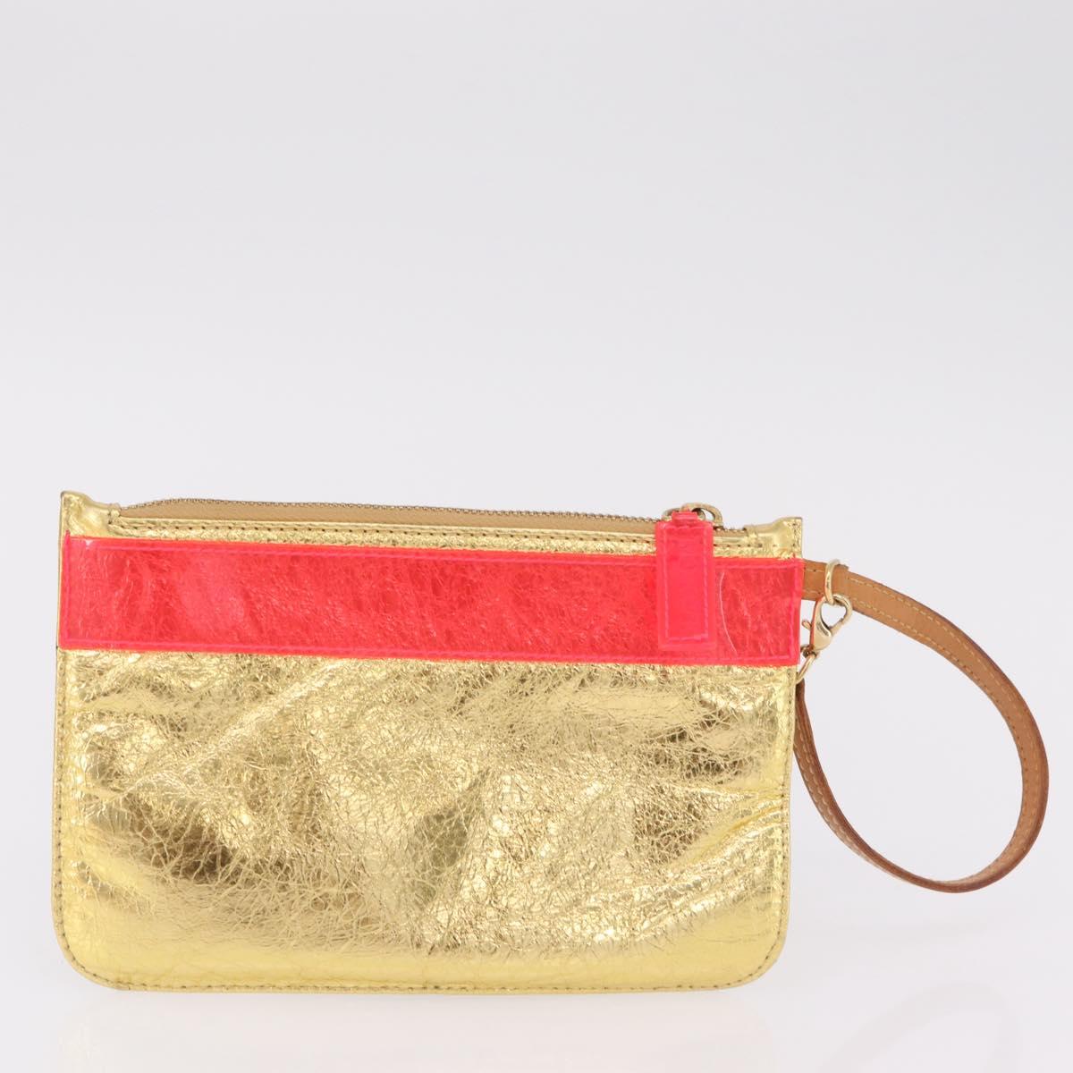 LOEWE Anagram Americana 28 Hand Bag Vinyl Orange Gold Auth 206052V