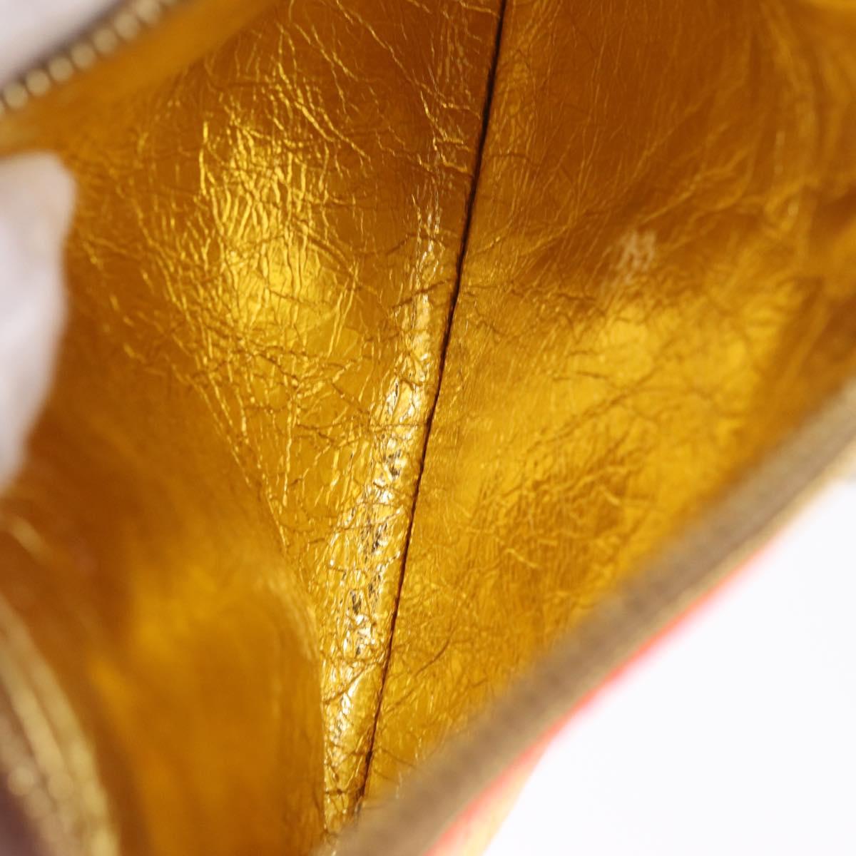 LOEWE Anagram Americana 28 Hand Bag Vinyl Orange Gold Auth 206052V