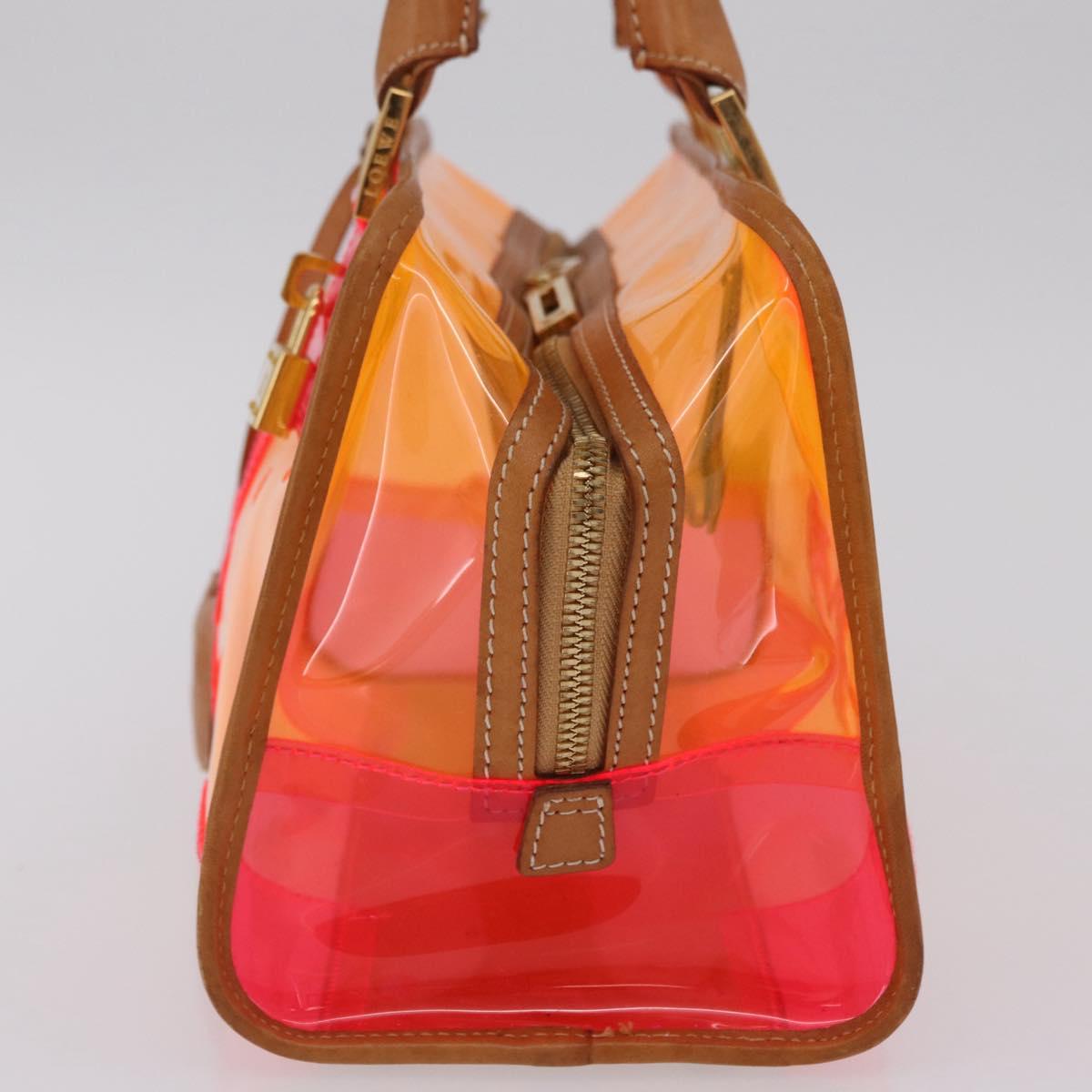LOEWE Anagram Americana 28 Hand Bag Vinyl Orange Gold Auth 206052V