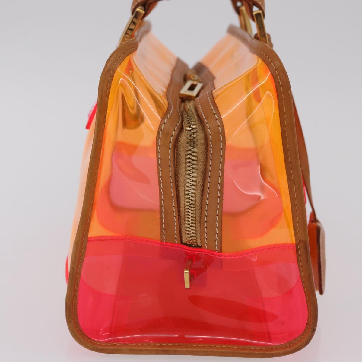 LOEWE Anagram Americana 28 Hand Bag Vinyl Orange Gold Auth 206052V