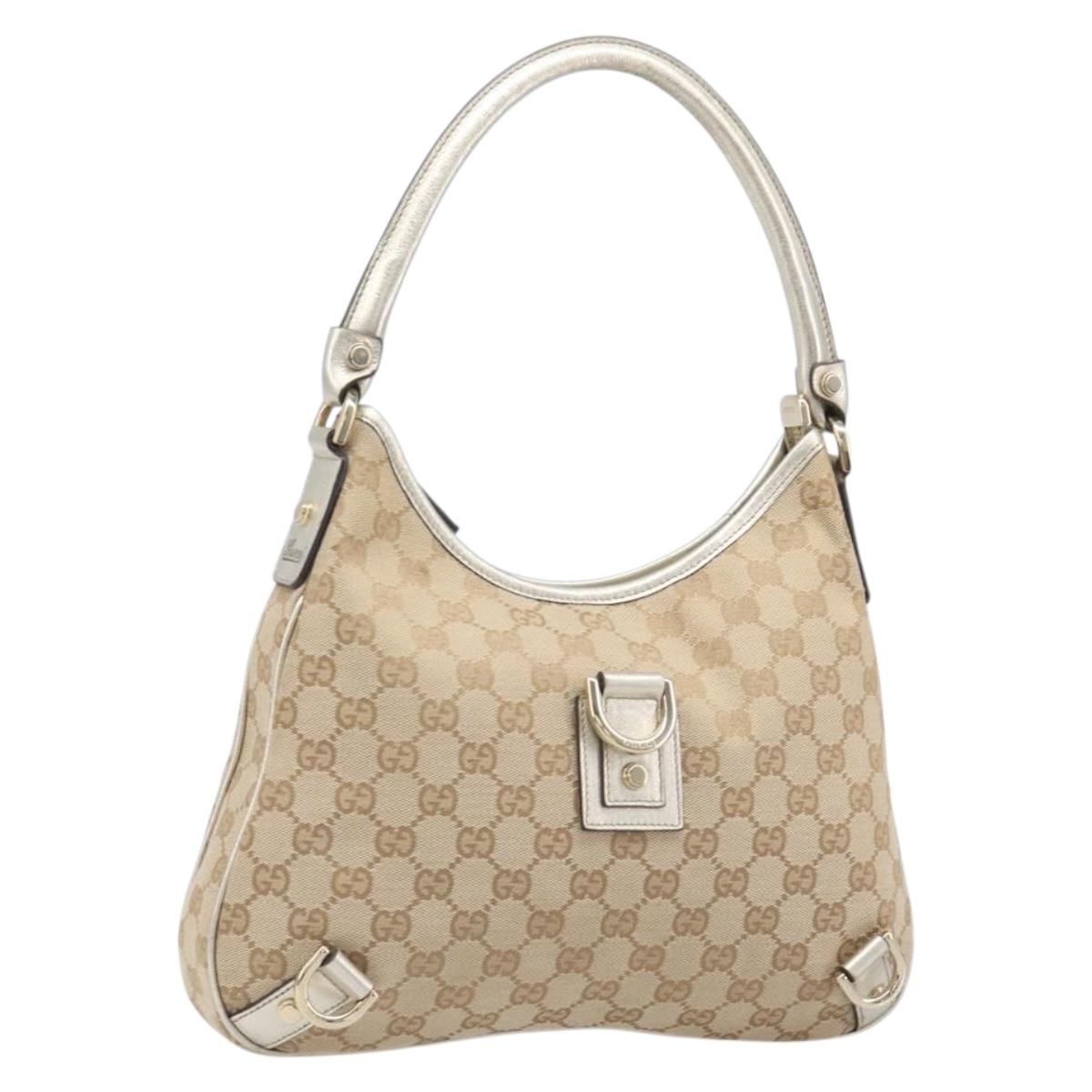 GUCCI GG Canvas Shoulder Bag Beige Gold 130738 Auth 206053V