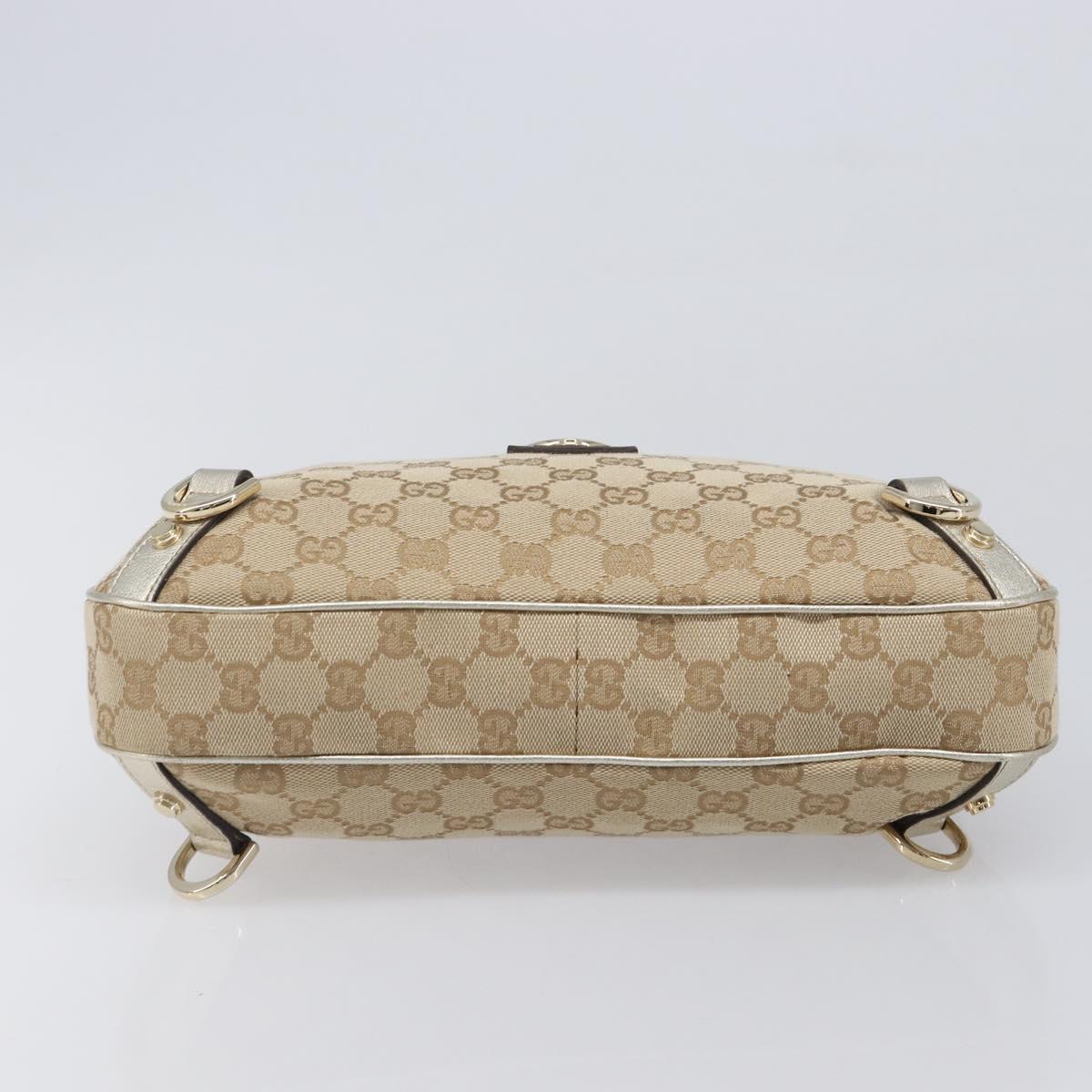 GUCCI GG Canvas Shoulder Bag Beige Gold 130738 Auth 206053V