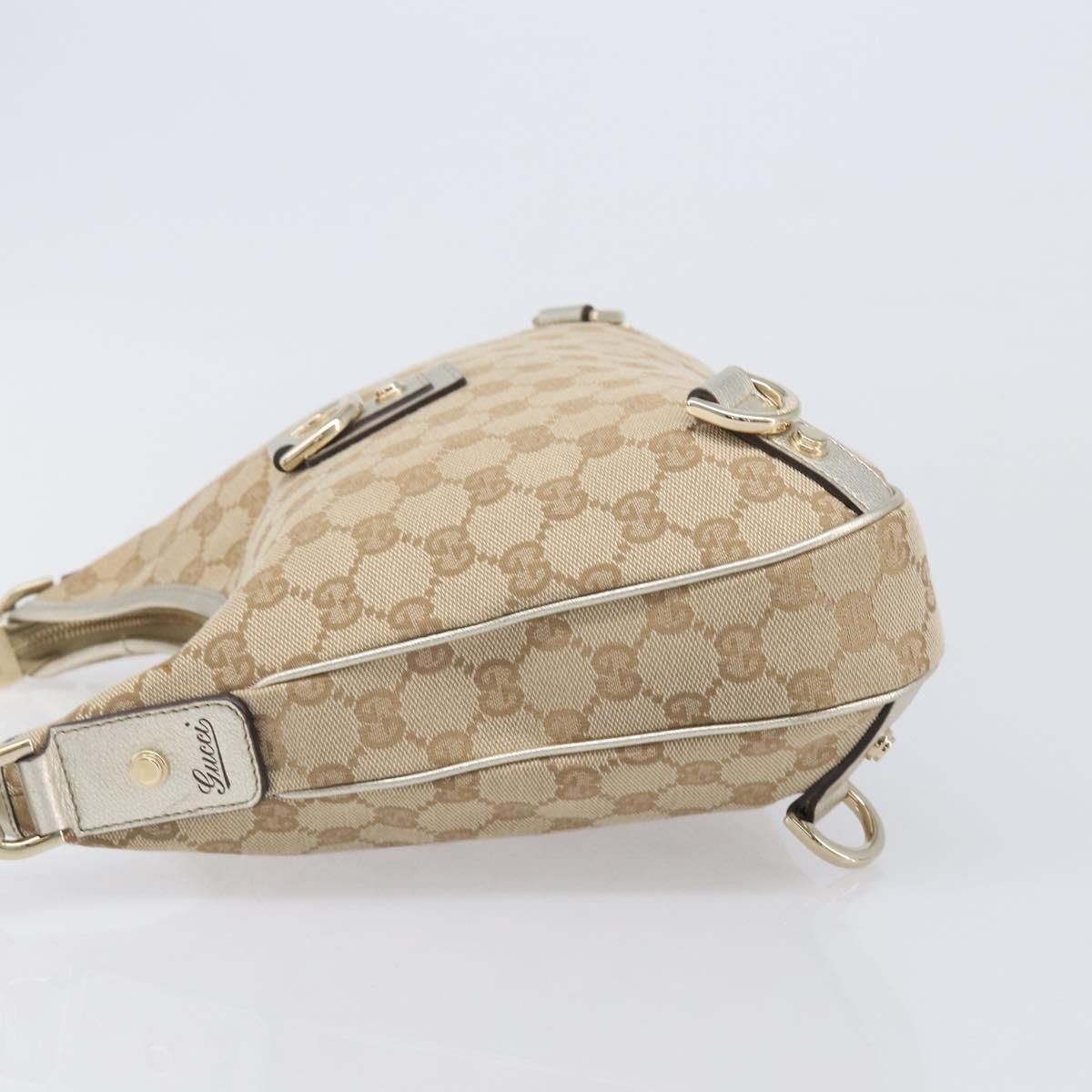 GUCCI GG Canvas Shoulder Bag Beige Gold 130738 Auth 206053V