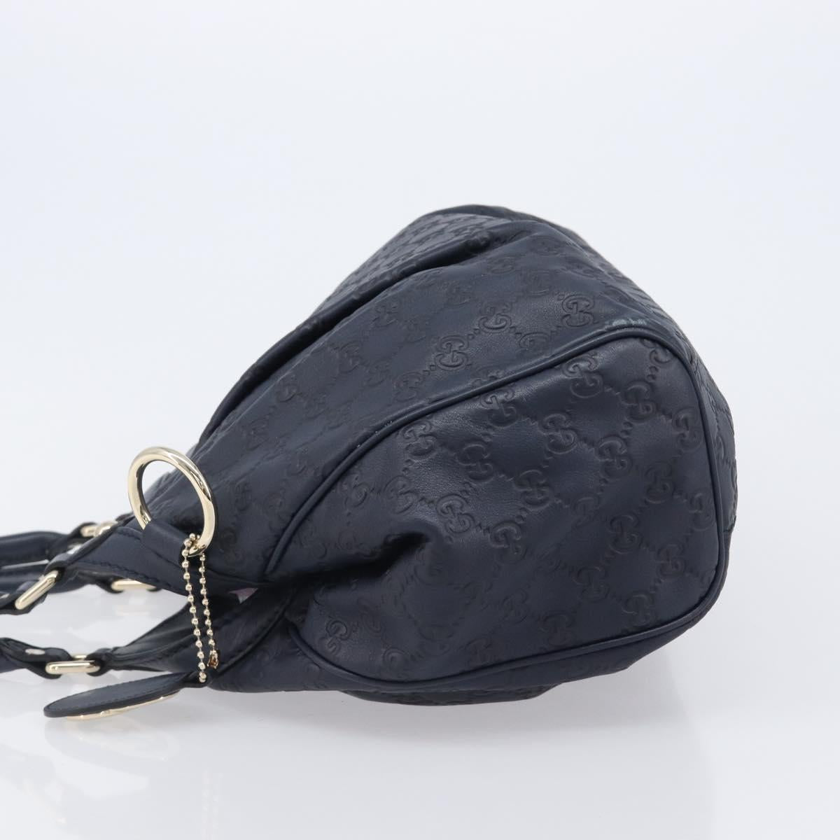 GUCCI GG Canvas Guccissima Sukey Hand Bag Leather Navy Gold 211944 Auth 206054V