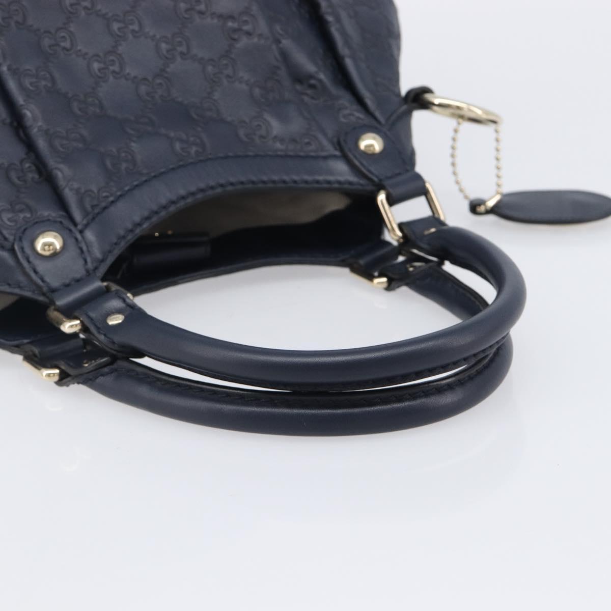 GUCCI GG Canvas Guccissima Sukey Hand Bag Leather Navy Gold 211944 Auth 206054V