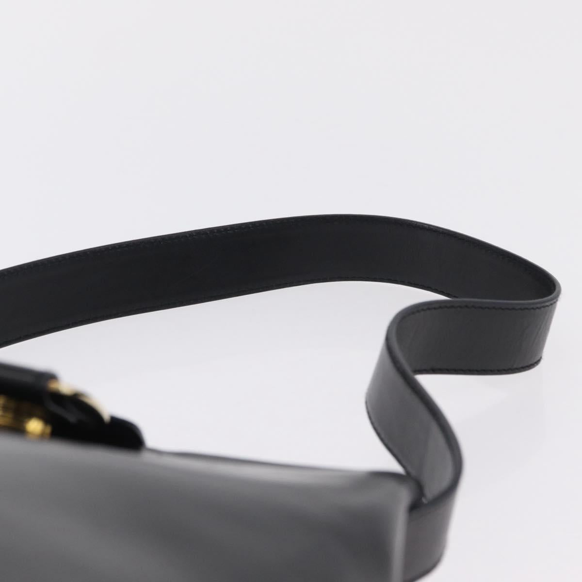 Salvatore Ferragamo Vala Shoulder Bag Leather Black Gold Auth 206057A