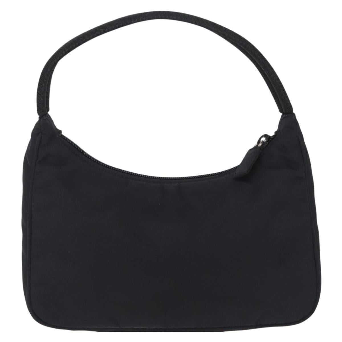 PRADA Hand Pouch Nylon Black Silver Auth 206061V