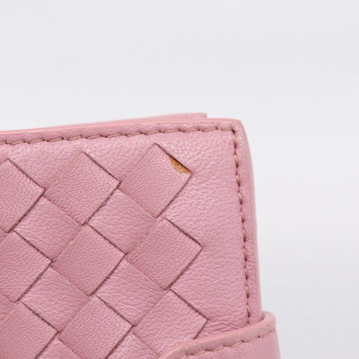 BOTTEGA VENETA INTRECCIATO Compact Wallet Leather Pink Auth 206065V