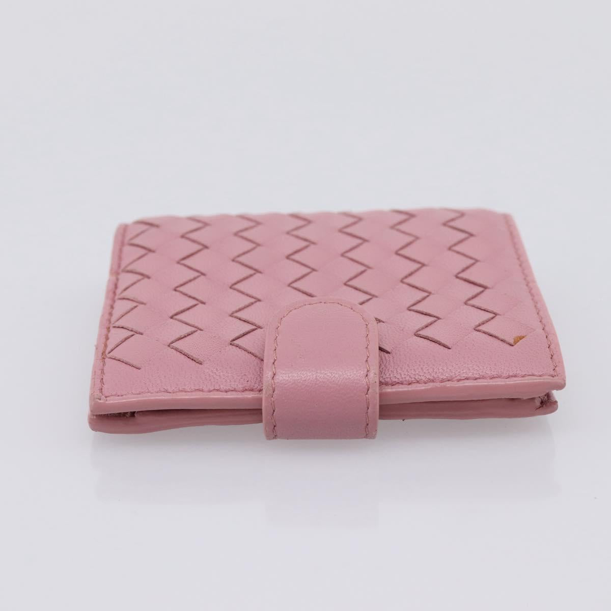 BOTTEGA VENETA INTRECCIATO Compact Wallet Leather Pink Auth 206065V