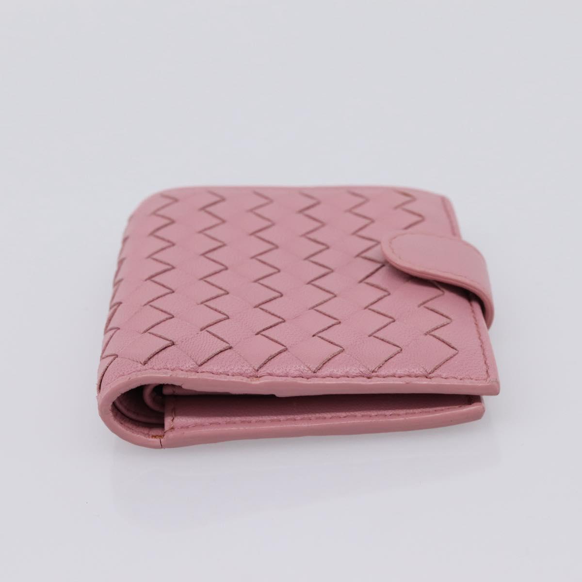 BOTTEGA VENETA INTRECCIATO Compact Wallet Leather Pink Auth 206065V
