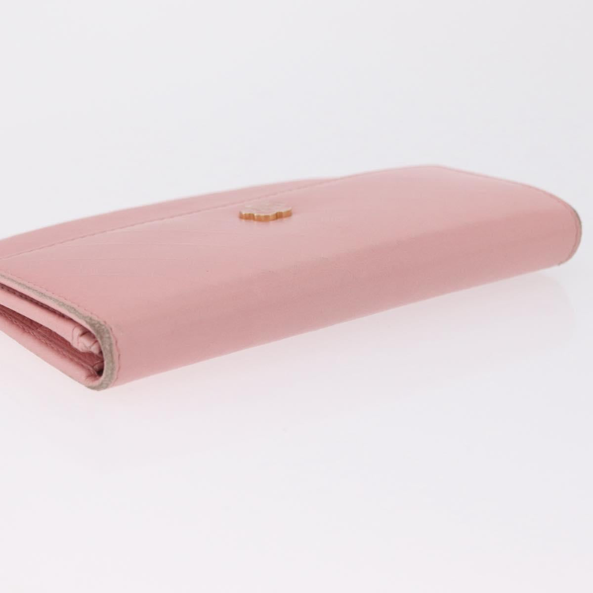 CHANEL Wallet Leather Pink Gold CC Auth 206066