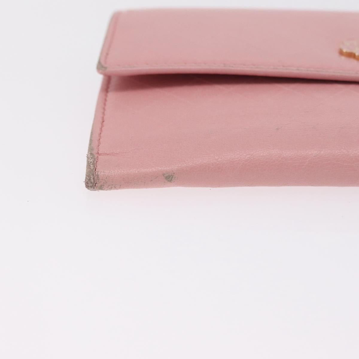 CHANEL Wallet Leather Pink Gold CC Auth 206066