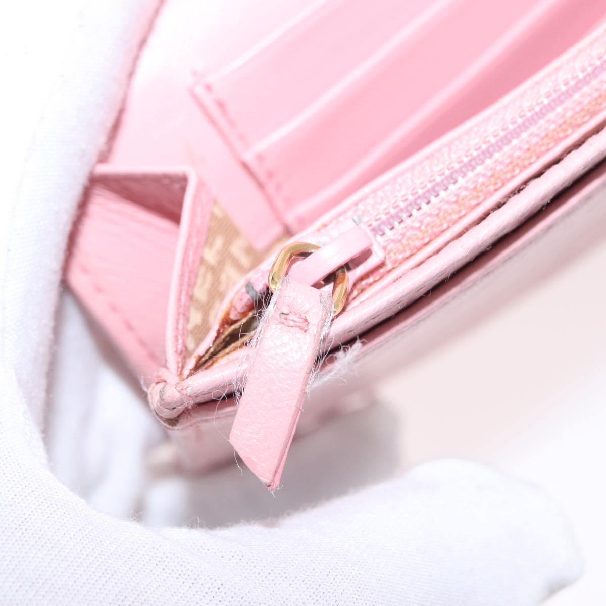 CHANEL Wallet Leather Pink Gold CC Auth 206066