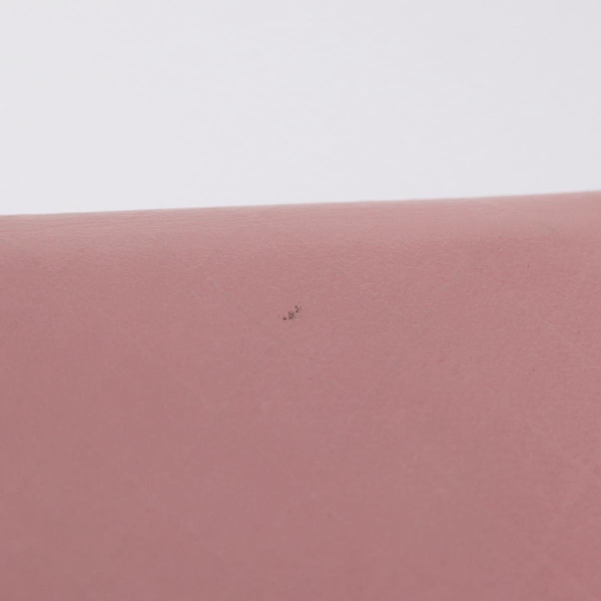 CHANEL Wallet Leather Pink Gold CC Auth 206066