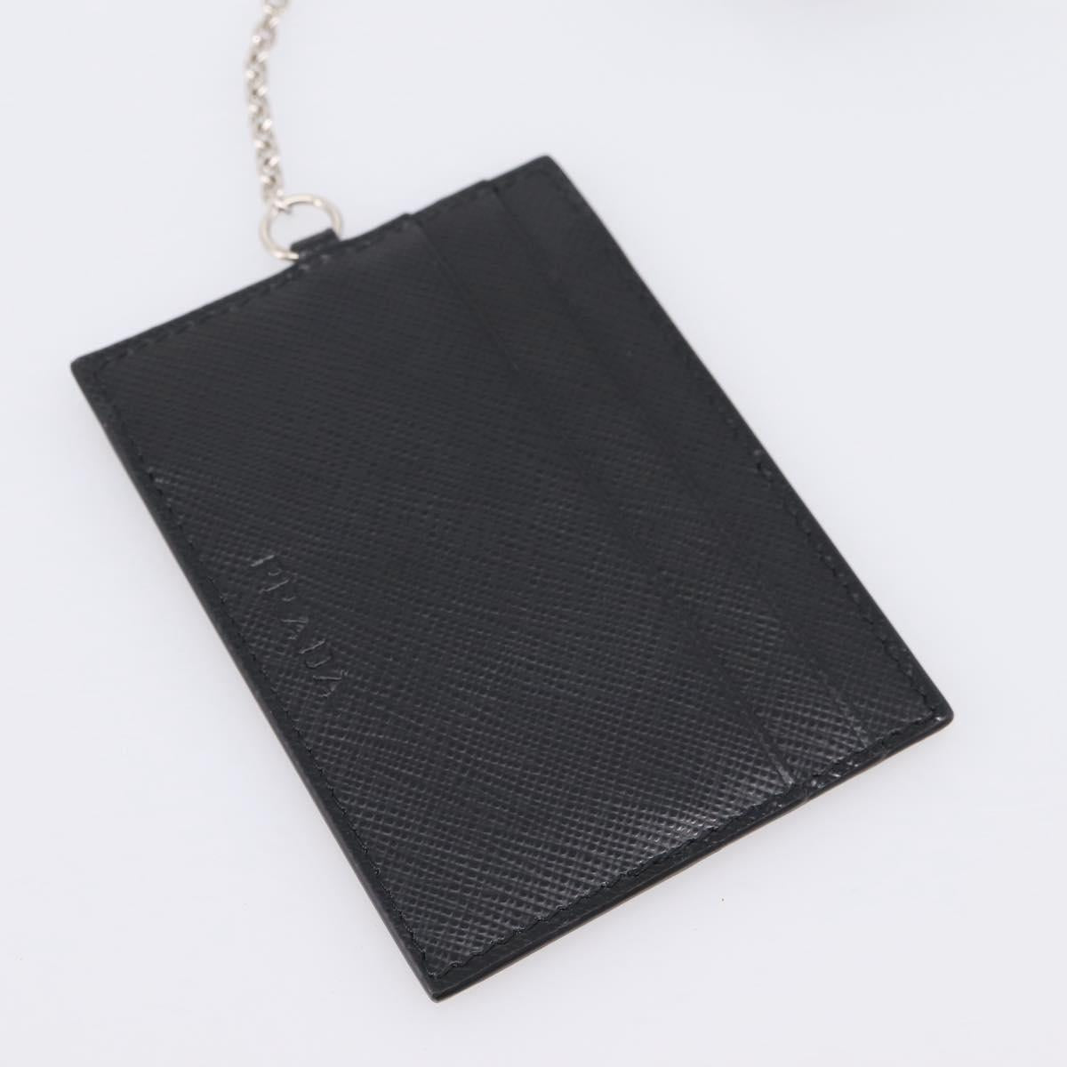 PRADA Long Wallet Safiano Leather Black Silver Auth 206067V