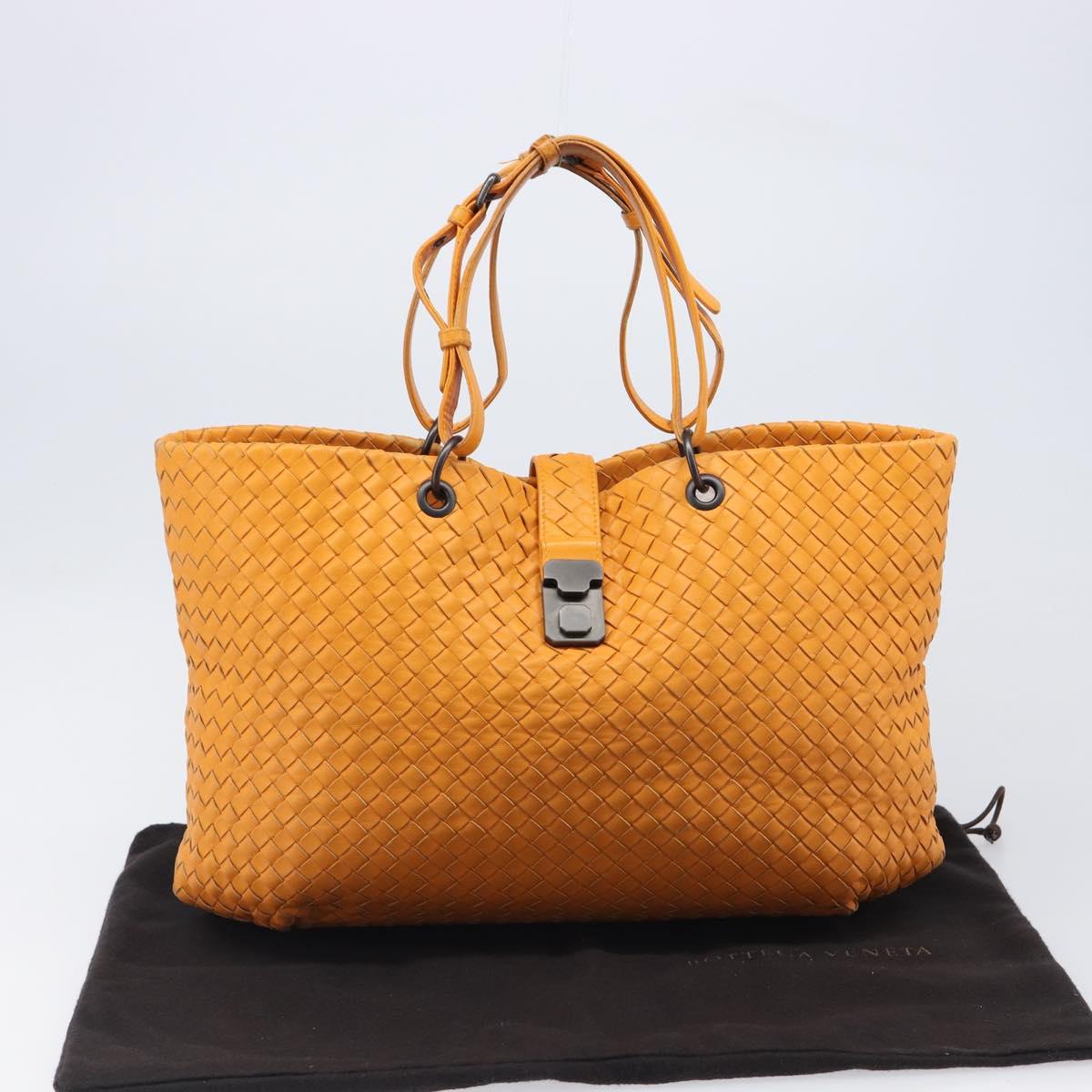 BOTTEGA VENETA INTRECCIATO Capri Tote Bag Leather Orange Auth 206070V