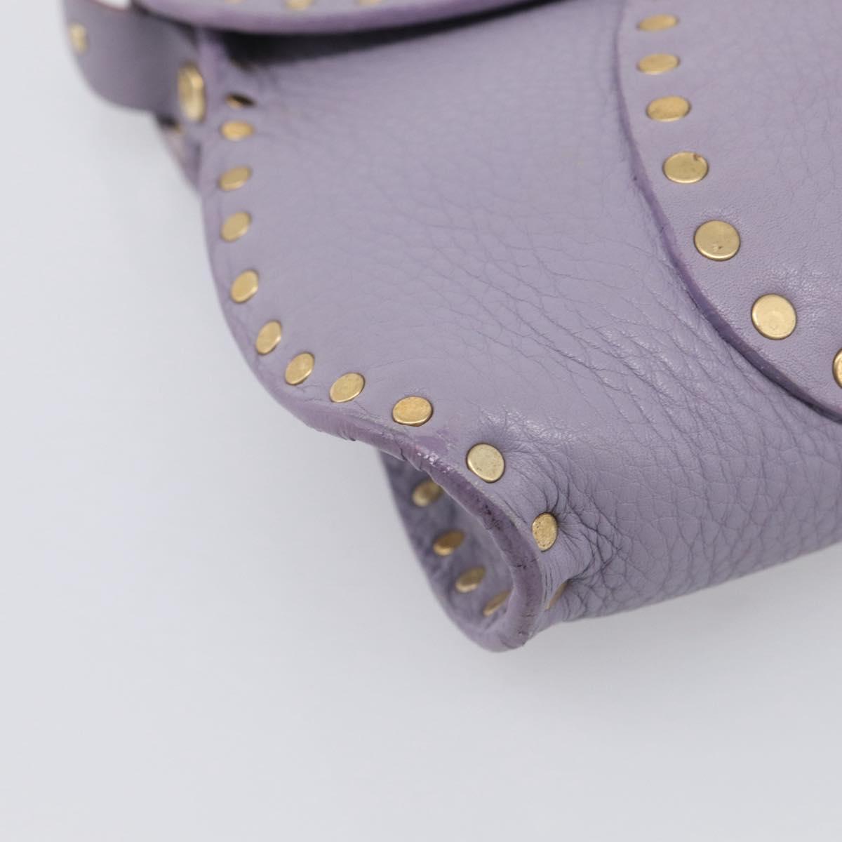 CELINE Shoulder Bag Leather Purple Gold Tone Auth 206072V