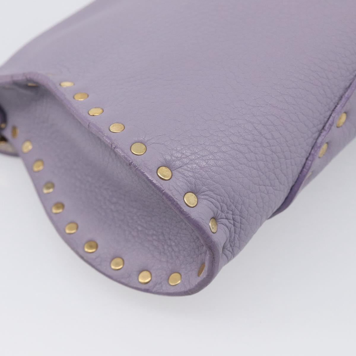 CELINE Shoulder Bag Leather Purple Gold Tone Auth 206072V